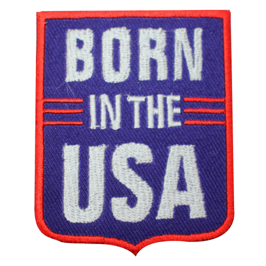 Humorous patch, Born in the USA, cool patch Embroidered Iron on Sew on Patch Badge For Clothes etc. 7X6cm