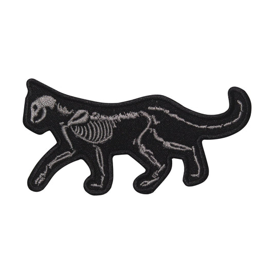 Halloween Cat Skeleton Embroidered Iron on Sew on Patch Badge For Clothes etc.