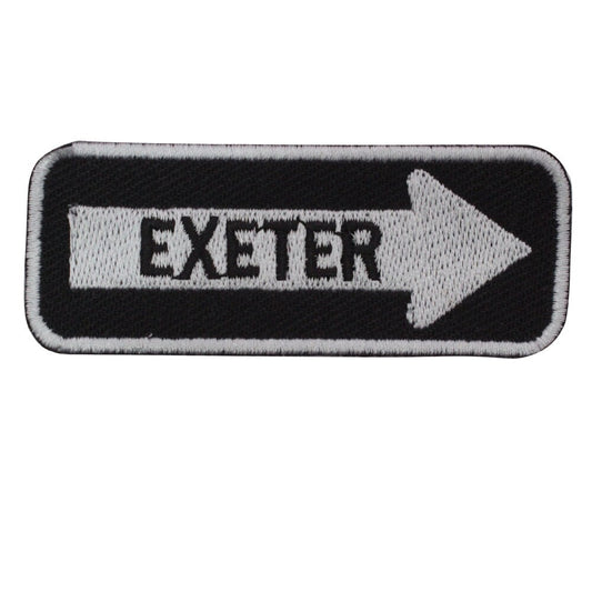 Exeter Road Sign Biker Embroidered Iron on Sew on Patch Badge For Clothes etc. 7.5x3cm