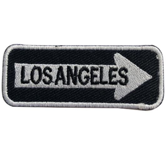 Los Angeles Road Sign Biker Embroidered Iron on Sew on Patch Badge For Clothes etc. 7.5x3cm