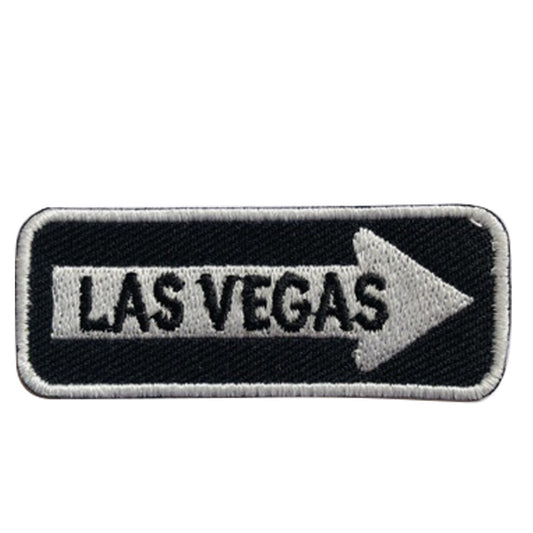 Las Vegas Road Sign Biker Embroidered Iron on Sew on Patch Badge For Clothes etc. 7.5x3cm