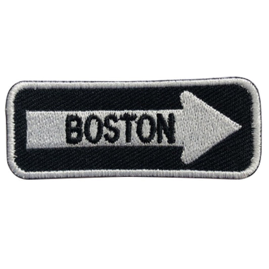 Boston Road Sign Biker Embroidered Iron on Sew on Patch Badge For Clothes etc. 7.5x3cm