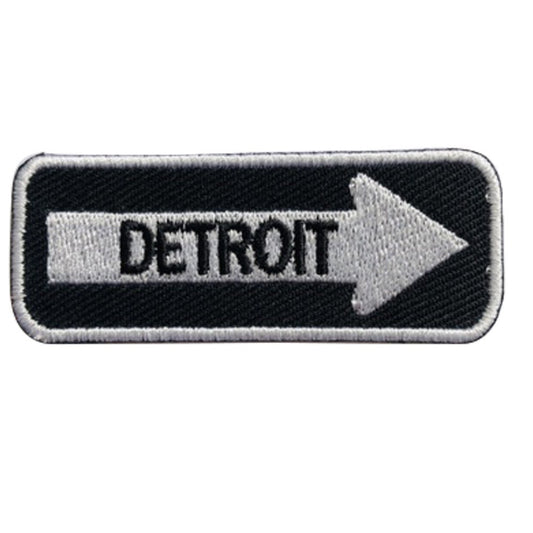 Detroit Road Sign Biker Embroidered Iron on Sew on Patch Badge For Clothes etc. 7.5x3cm