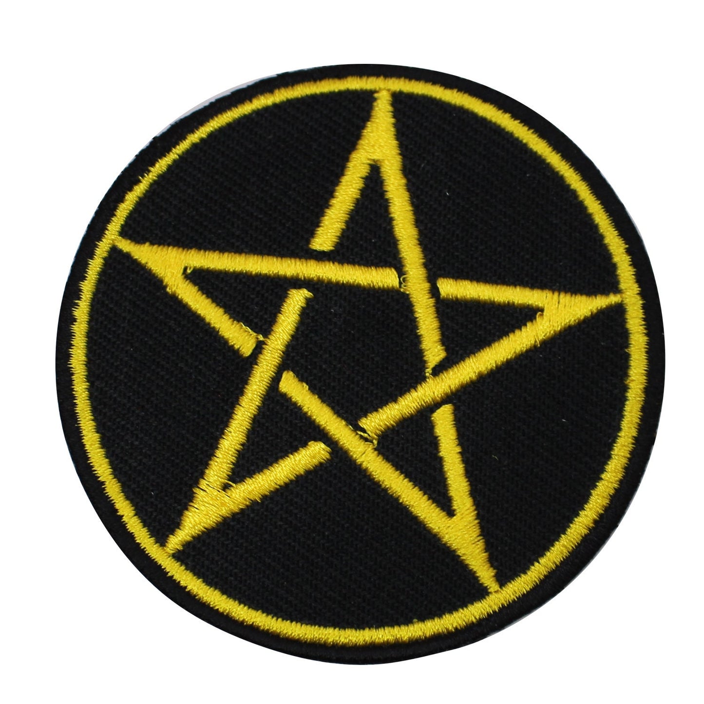 Pentacle star Yellow superhero Embroidered Iron on Sew on Patch Badge For Clothes etc. 7cm