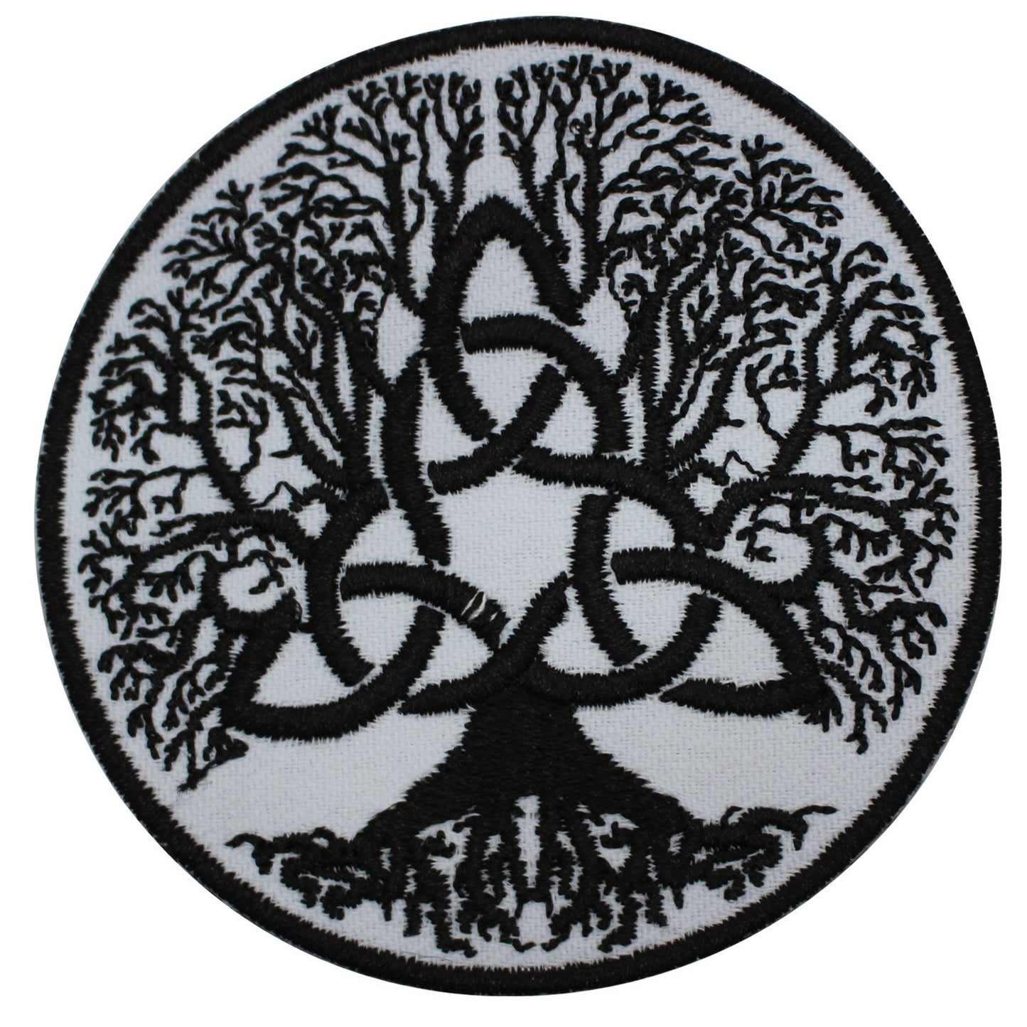 Viking Tree Trinity Knot white superhero Embroidered Iron on Sew on Patch Badge For Clothes etc. 7cm