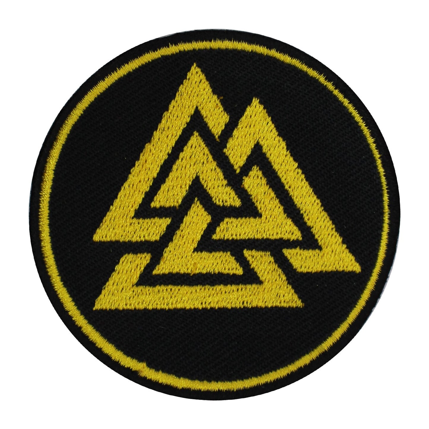 Viking Valknut Triangles yellow superhero Embroidered Iron on Sew on Patch Badge For Clothes etc. 7cm