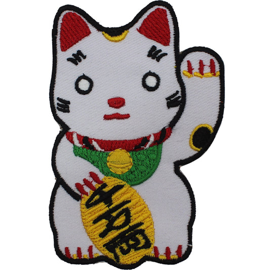 Maneki-Neko Japanese lucky cat , kids rhymes, kids school, Embroidered Iron on Sew on Patch Badge For Clothes etc. 10X7cm