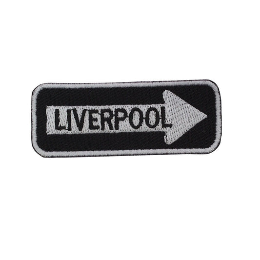 Liverpool Road Sign Biker Embroidered Iron on Sew on Patch Badge For Clothes etc. 7.5x3cm