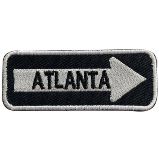 Atlanta Road Sign Biker Embroidered Iron on Sew on Patch Badge For Clothes etc. 7.5x3cm