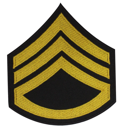 Military Stripe Patch Staff Sergeant yellow Embroidered Iron on Sew on Patch Badge For Clothes etc. 8.5x9.5cm