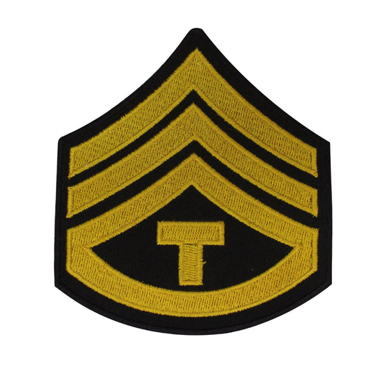 Military Stripe Patch Staff Sergeant Chevron yellow Embroidered Iron on Sew on Patch Badge For Clothes etc. 10x9cm