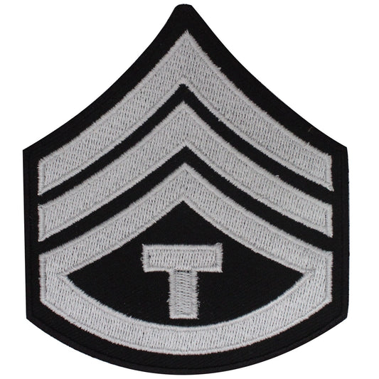 Military Stripe Patch Staff Sergeant Chevron white Embroidered Iron on Sew on Patch Badge For Clothes etc. 10x9cm