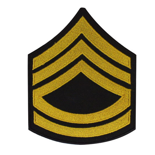 Military Stripe Patch Sergeant First Class Yellow Embroidered Iron on Sew on Patch Badge For Clothes etc. 11x9cm