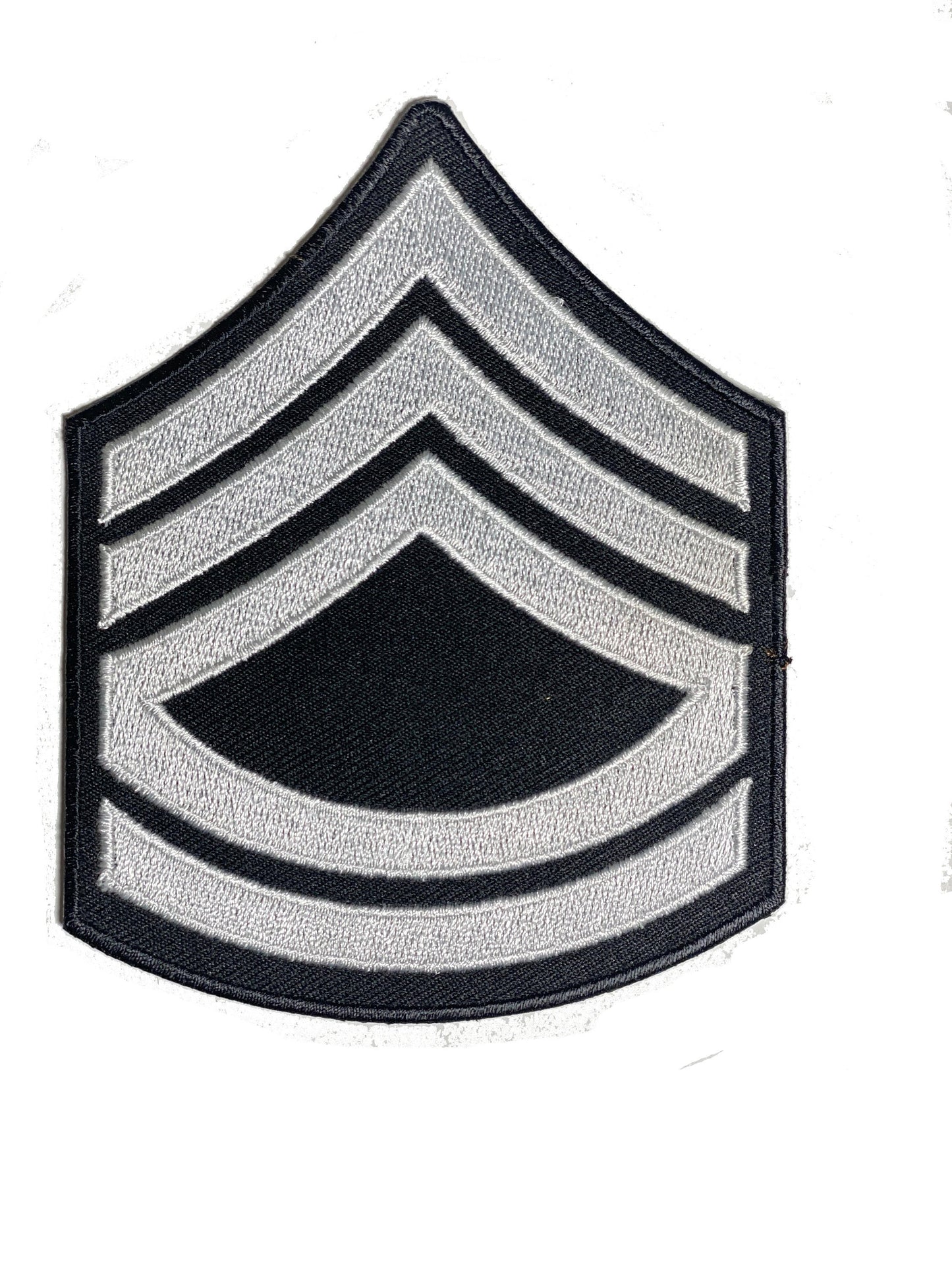 Military Stripe Patch Sergeant First Class white Embroidered Iron on Sew on Patch Badge For Clothes etc. 11x9cm