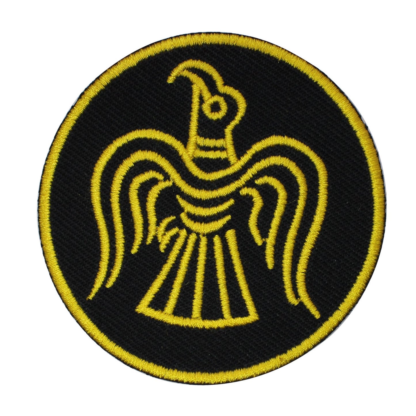 Viking hawk Odin ravens Yellow superhero Embroidered Iron on Sew on Patch Badge For Clothes etc. 7cm