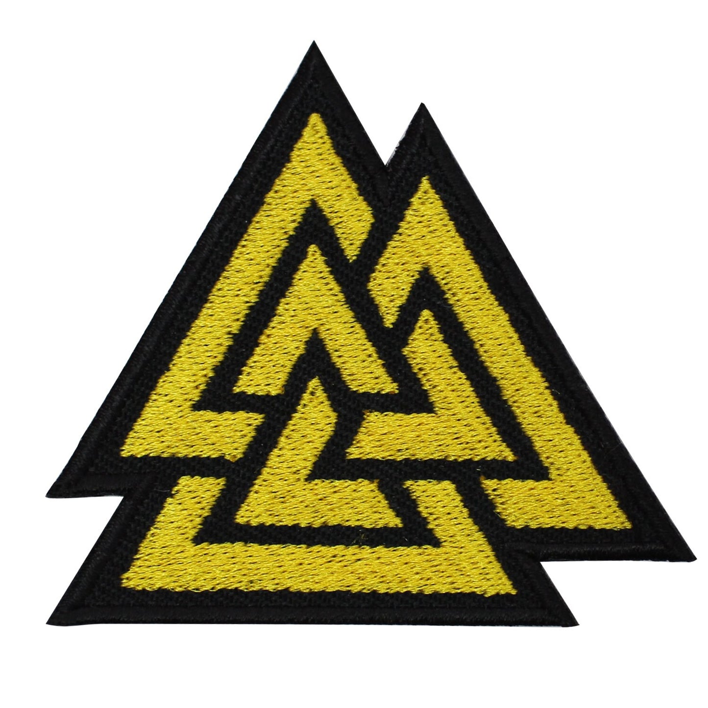 Viking Valknut Triangles yellow superhero Embroidered Iron on Sew on Patch Badge For Clothes etc. 6.5 x 7cm
