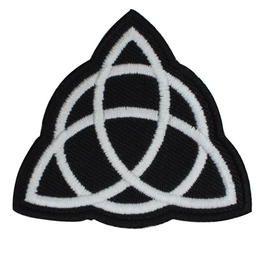 triquetra Trinity Knot black superhero Embroidered Iron on Sew on Patch Badge For Clothes etc. 6.5 x 7cm