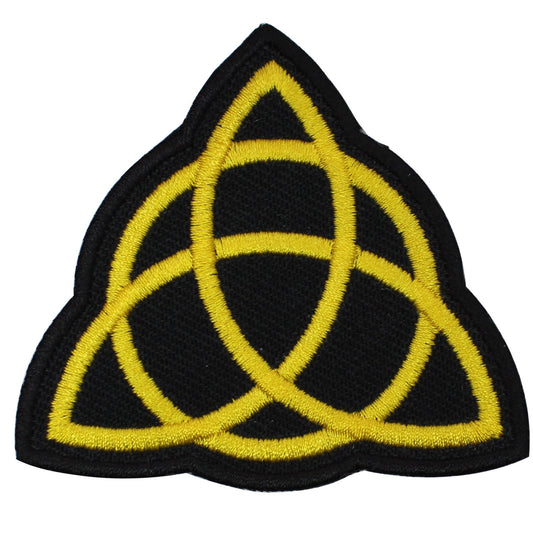 triquetra Trinity Knot yellow superhero Embroidered Iron on Sew on Patch Badge For Clothes etc. 6.5 x 7cm