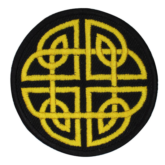 Viking Celtic Weave Knot Yellow superhero Embroidered Iron on Sew on Patch Badge For Clothes etc. 7cm