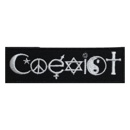 Coexist quote text Embroidered Iron on Sew on Patch Badge For Clothes etc. 10x3cm