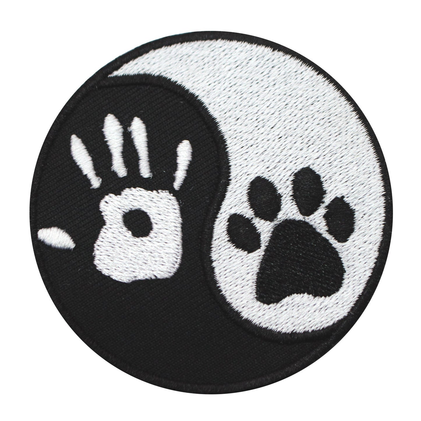 Yin Yang Hand paw Patch Embroidered Iron on Sew on Patch Badge For Clothes etc. 7cm