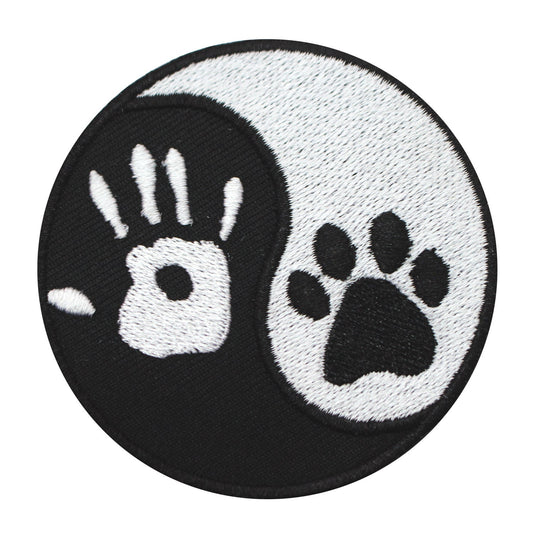Yin Yang Hand paw Patch Embroidered Iron on Sew on Patch Badge For Clothes etc. 7cm