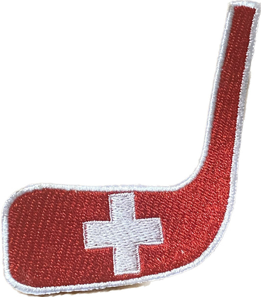 Hockey patch, Hockey sticks patch, Switzerland FLAG Patch Embroidered Iron on Sew on Patch Badge For Clothes etc. 9X6.5cm