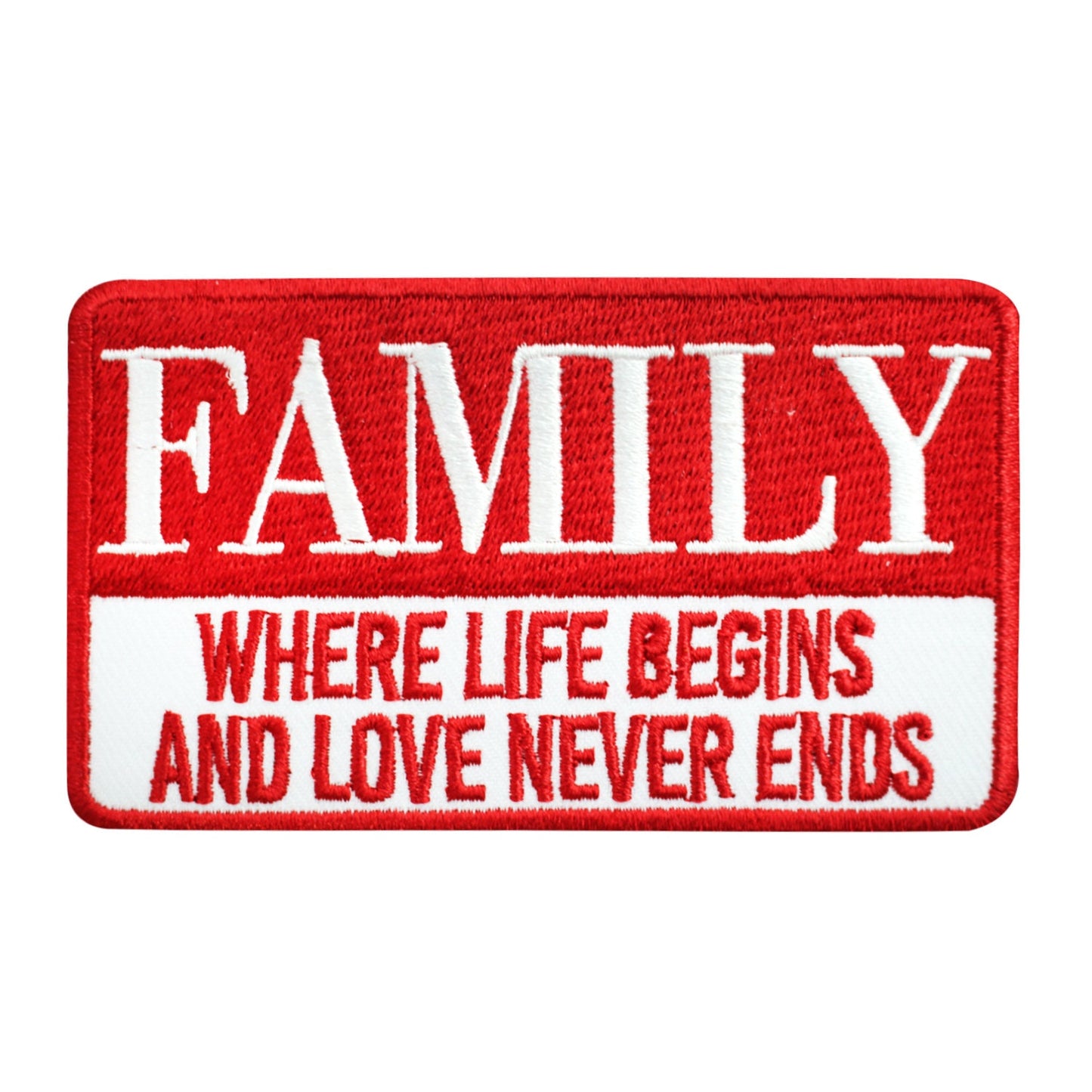 Family where life begins patch, funky Patch, Cool Patch Embroidered Iron on Sew on Patch Badge For Clothes etc. 10x6cm