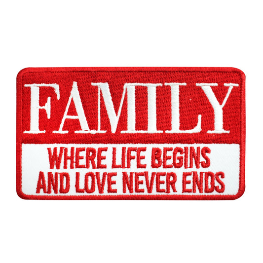 Family where life begins patch, funky Patch, Cool Patch Embroidered Iron on Sew on Patch Badge For Clothes etc. 10x6cm