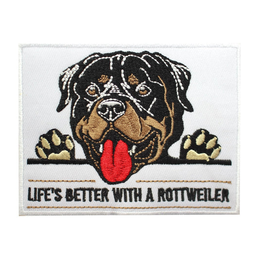 Life is better with Rottweiler patch, dog patch, kids rhymes patch 10x8 cm