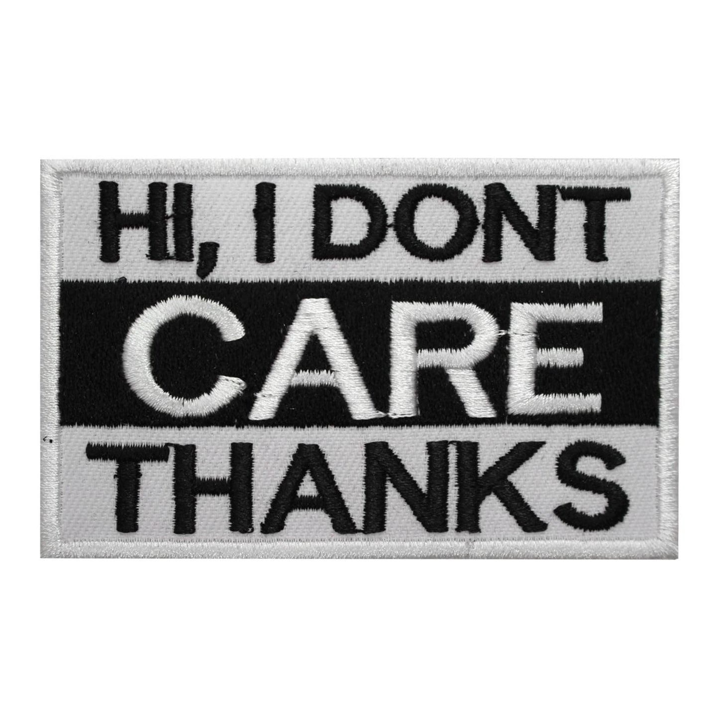 Hi I don’t care thanks patch, quotes patch, humorous patch, Embroidered Iron on Sew on Patch Badge For Clothes etc. 9x5.5cm