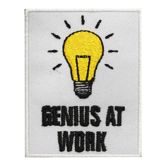 Genius at Work PATCH, Humorous patch, quote patch Embroidered Iron on Sew on Patch Badge For Clothes etc. 7x6cm
