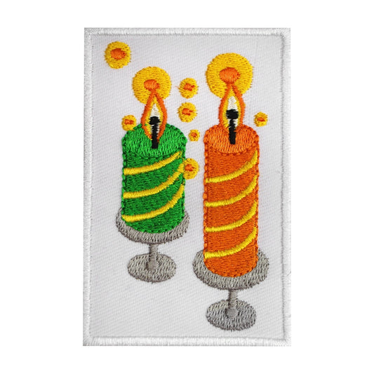 Candle Patch, Christmas patch, holidays patch, Embroidered Iron on Sew on Patch Badge For Clothes etc. 9x6cm