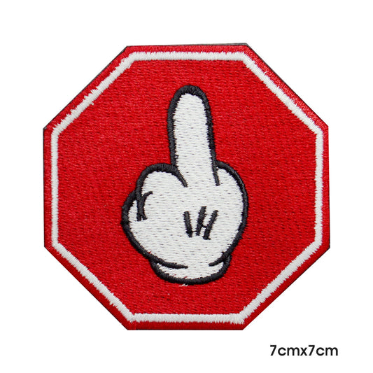 Middle Finger Patch, Stop patch Embroidered Iron on Sew on Patch Badge For Clothes etc.