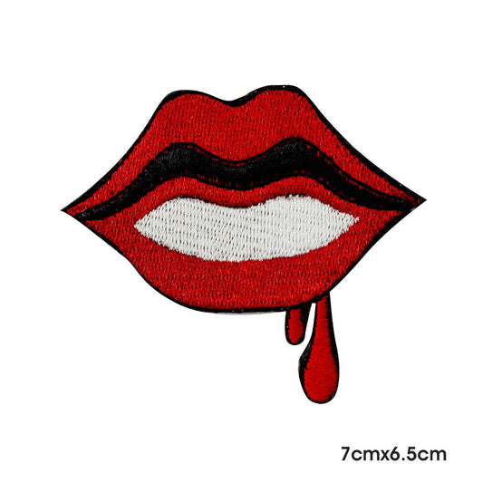 cute lips patch, Seducing lips with Blood patch, Cool Patch Embroidered Iron on Sew on Patch Badge For Clothes etc.