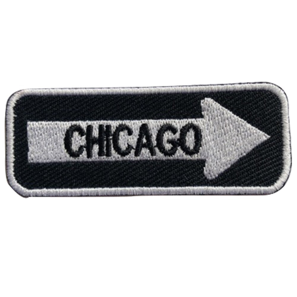 Chicago Road Sign Biker Embroidered Iron on Sew on Patch Badge For Clothes etc. 7.5x3cm