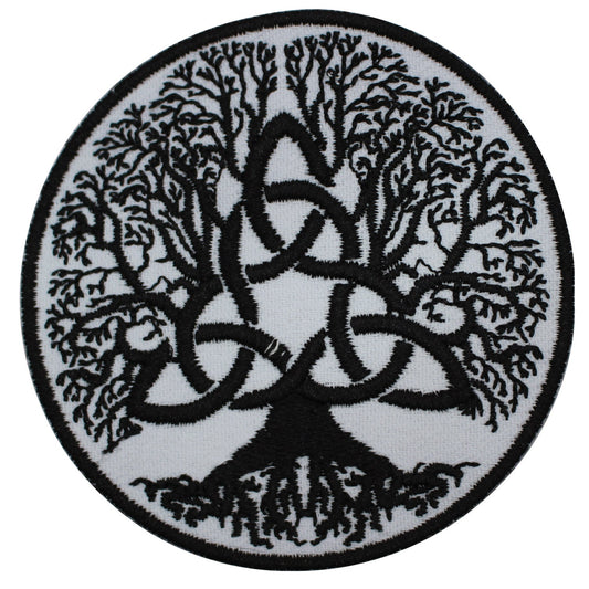 Viking Tree Trinity Knot white superhero Embroidered Iron on Sew on Patch Badge For Clothes etc. 7cm