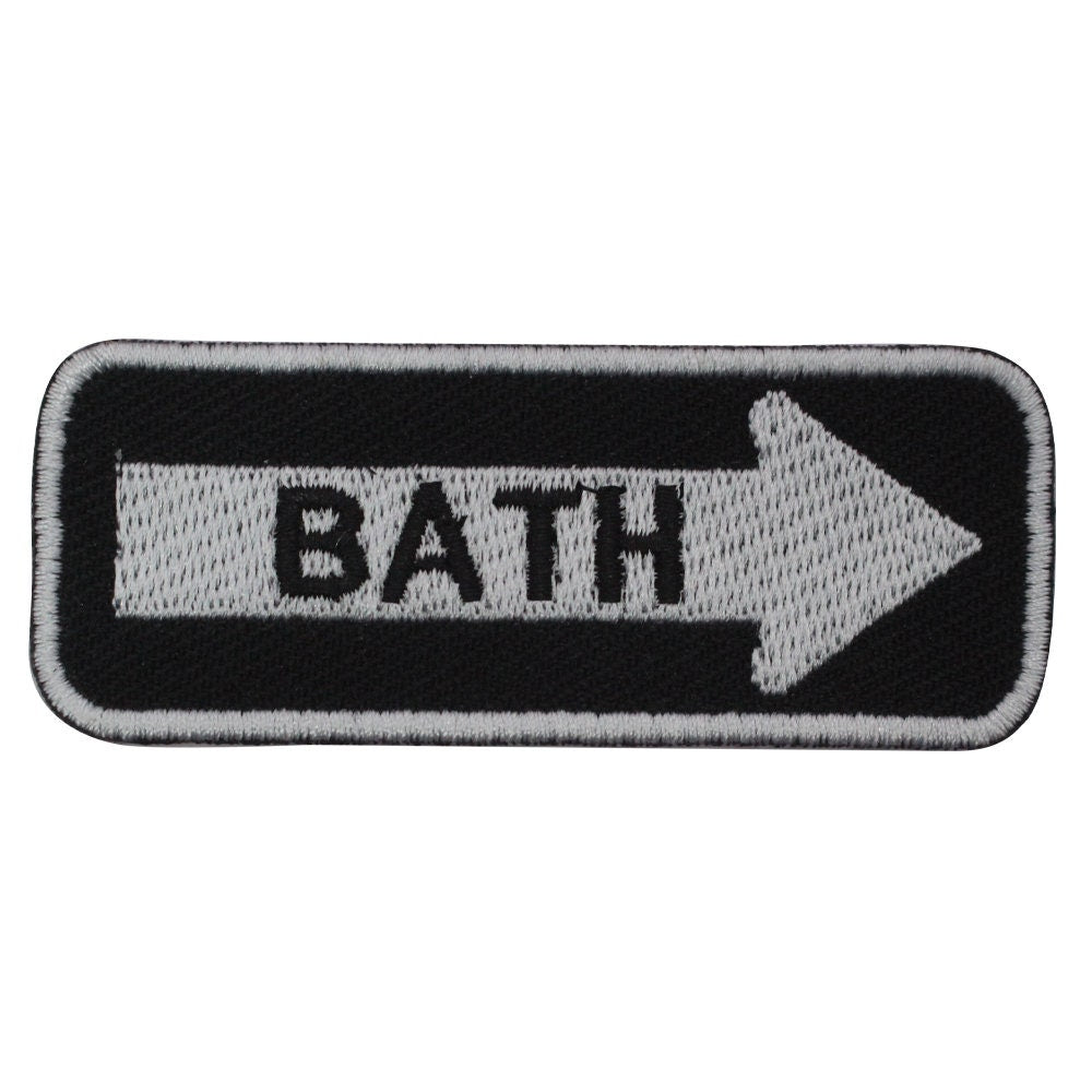 Bath Road Sign Biker Embroidered Iron on Sew on Patch Badge For Clothes etc. 7.5x3cm