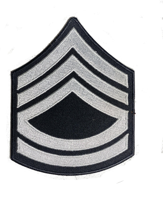 Military Stripe Patch  Sergeant First Class white Embroidered Iron on Sew on Patch Badge For Clothes etc. 11x9cm