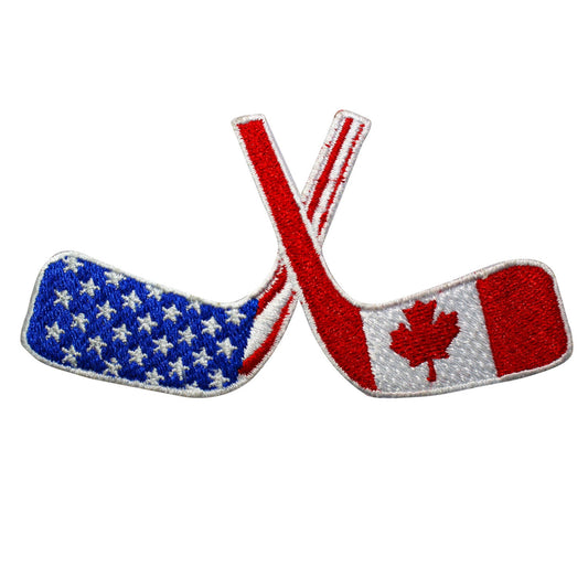Hockey patch, Hockey sticks patch, Hockey stick USA & Canada  Patch Embroidered Iron on Sew on Patch Badge For Clothes etc. 10x5cm
