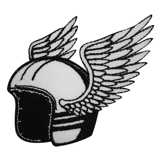 Racer patch, biker patch, Biker Helmet with Wings patch,  Embroidered Iron on Sew on Patch Badge For Clothes etc. 9x6cm