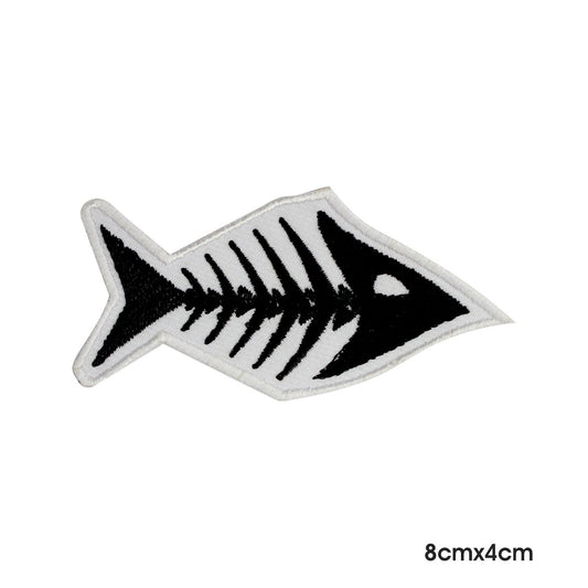 Fish Skeleton Patch , Halloween patch Embroidered Iron on Sew on Patch Badge For Clothes etc.